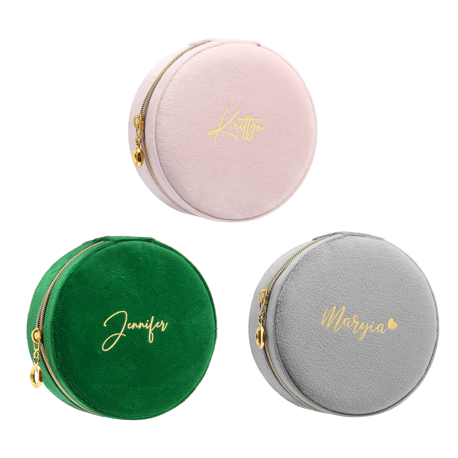 Personalised Name Jewelry Storage Box Custom Travel Jewelry Box Circle Box Gifts for Ladies Girls-Jessemade AU