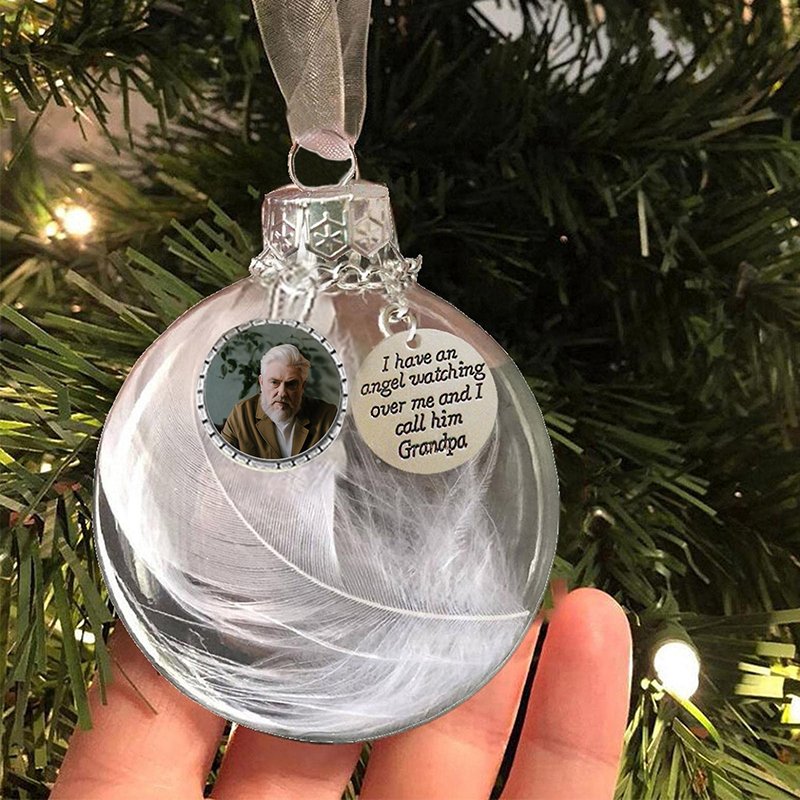 Personalised Christmas Feather Ball Custom Photo Memorial Ornament "I Have An Angel"-Jessemade AU