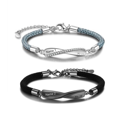 2023 Valentine's Day Gifts Personalised Matching Braided Couple Bracelets for Couple-Jessemade AU