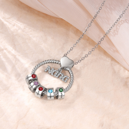 5 Names - Personalised Nana Necklace Custom Names & Birthstones Circle Pendant Necklace Gift for Grandma Nana-Jessemade AU