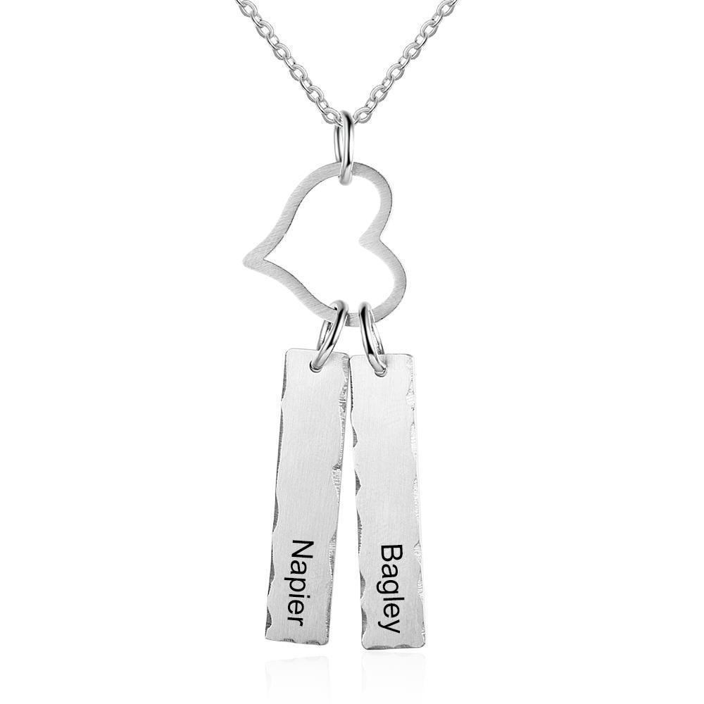 Personalised Double Bar Necklace With Heart-Jessemade AU