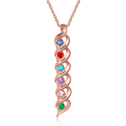 Customised Necklace Cascading Pendant with 6 Birthstones Engraving 6 Names Gifts for Her-Jessemade AU