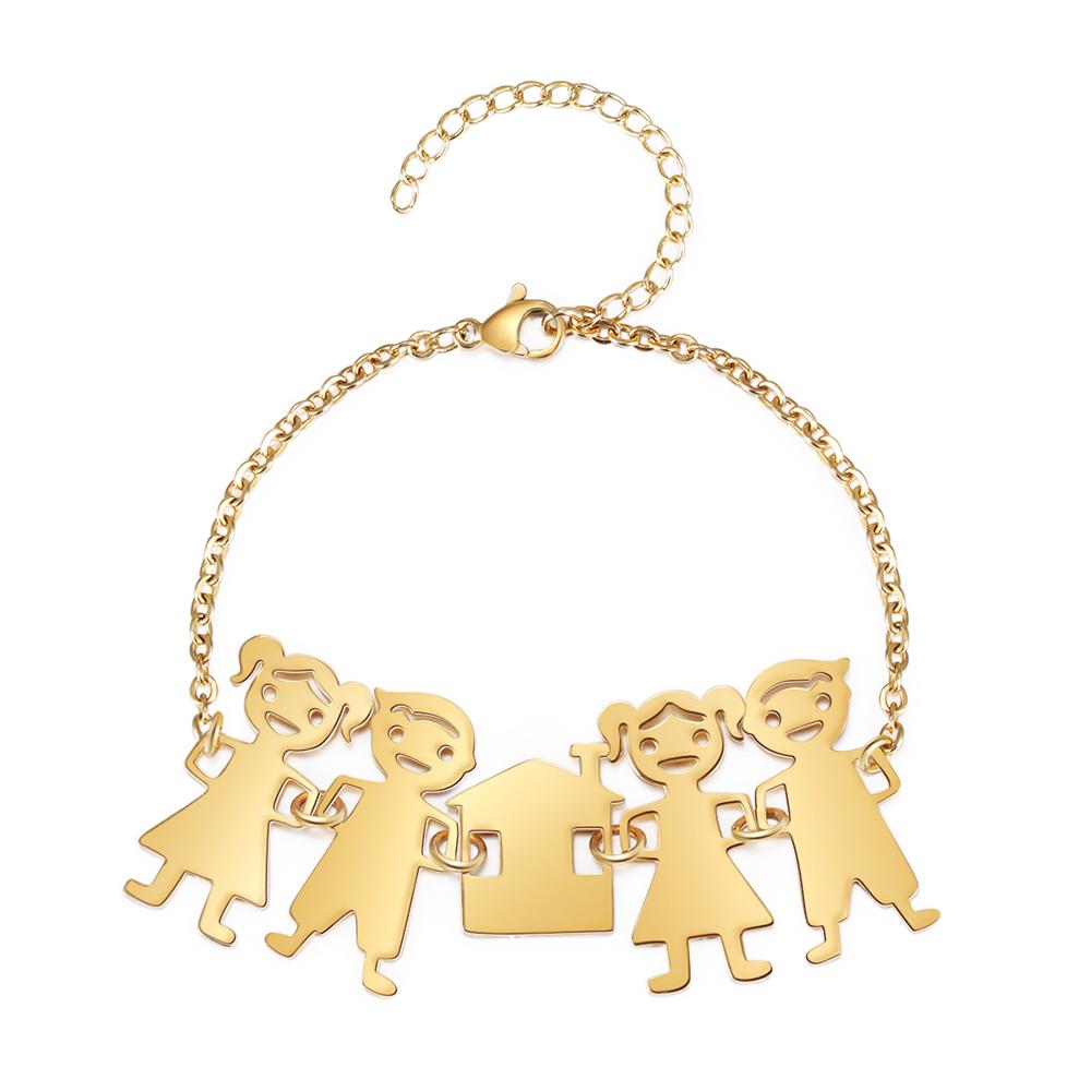 Customised with 4 Children Charms Bracelet Engraved Names Bracelet Gifts for Mom-Jessemade AU