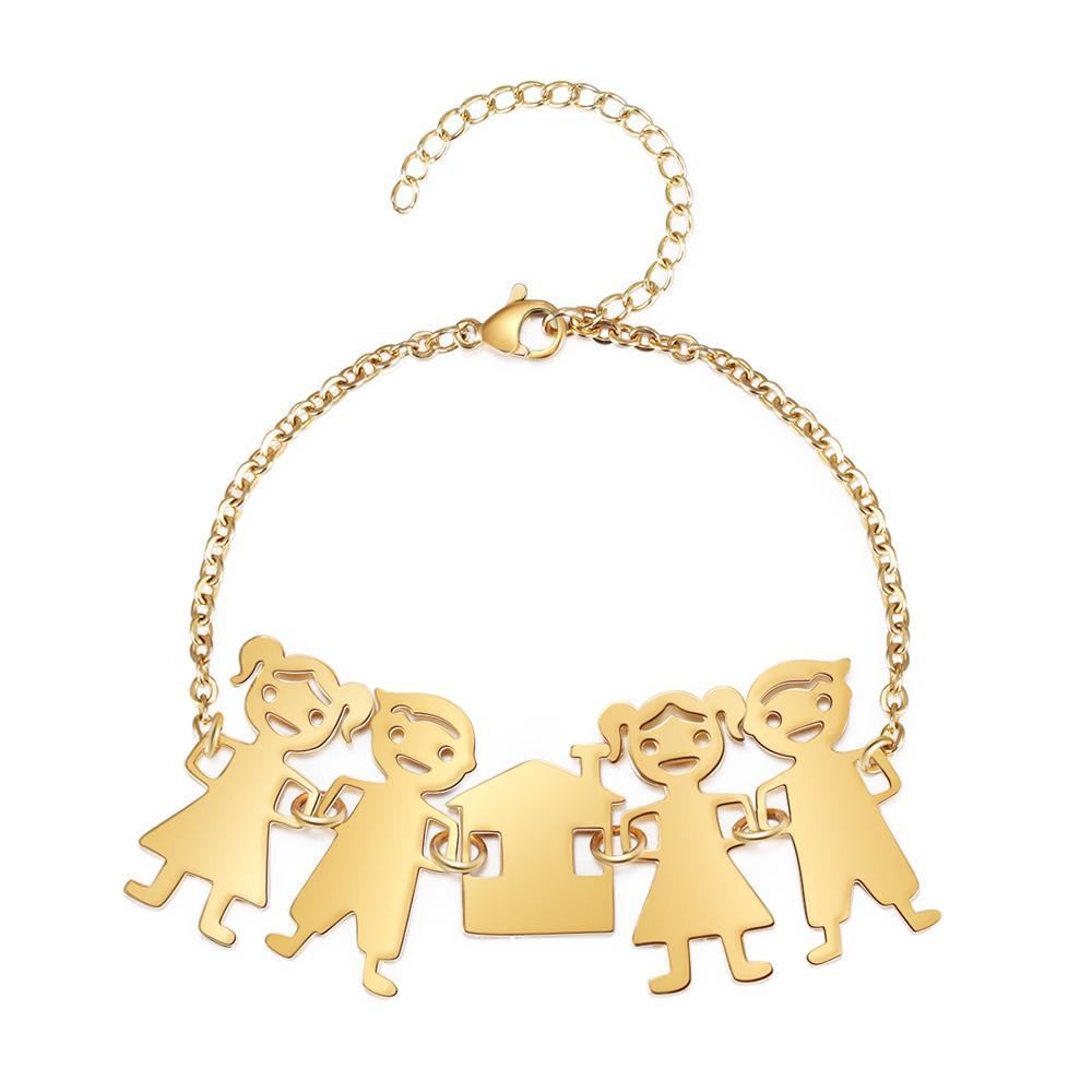 Customised with 4 Children Charms Bracelet Engraved Names Bracelet Gifts for Mom-Jessemade AU