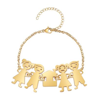 Customised with 4 Children Charms Bracelet Engraved Names Bracelet Gifts for Mom-Jessemade AU