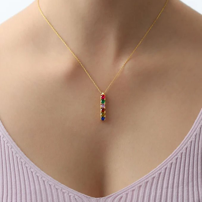 Family Birthstone Necklace Personalised 5 Stones Family Tribal Necklace for Her-Jessemade AU