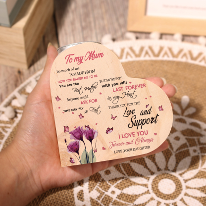 To My Mum-Wooden Heart Candle Holder Flower Candlesticks "Thank you for the love and support" Gifts For Mother-Jessemade AU