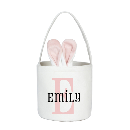 Personalised Bunny Tote Bag Custom Name & Letter Bunny Basket Bucket Bag Easter Gifts-Jessemade AU