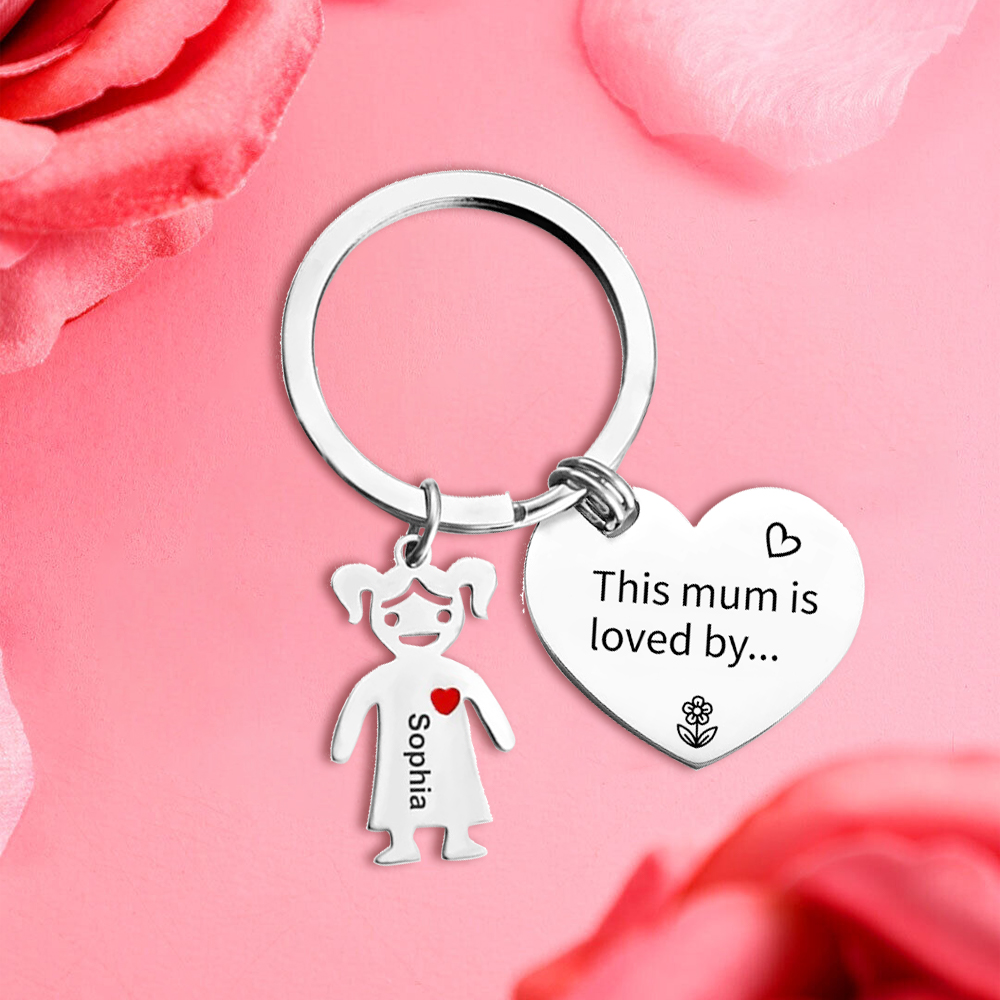 1 Name - Personalised Keychain with Kid Charm Engraved Names Keychain Mother's Day Gift for Mum-Jessemade AU
