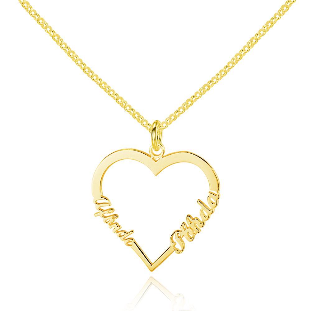 Lover Heart Pendant Custom Name Necklace Engraved With 2 Names Personalised Gift For Mother Daughter-Jessemade AU