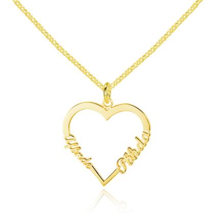Lover Heart Pendant Custom Name Necklace Engraved With 2 Names Personalised Gift For Mother Daughter-Jessemade AU