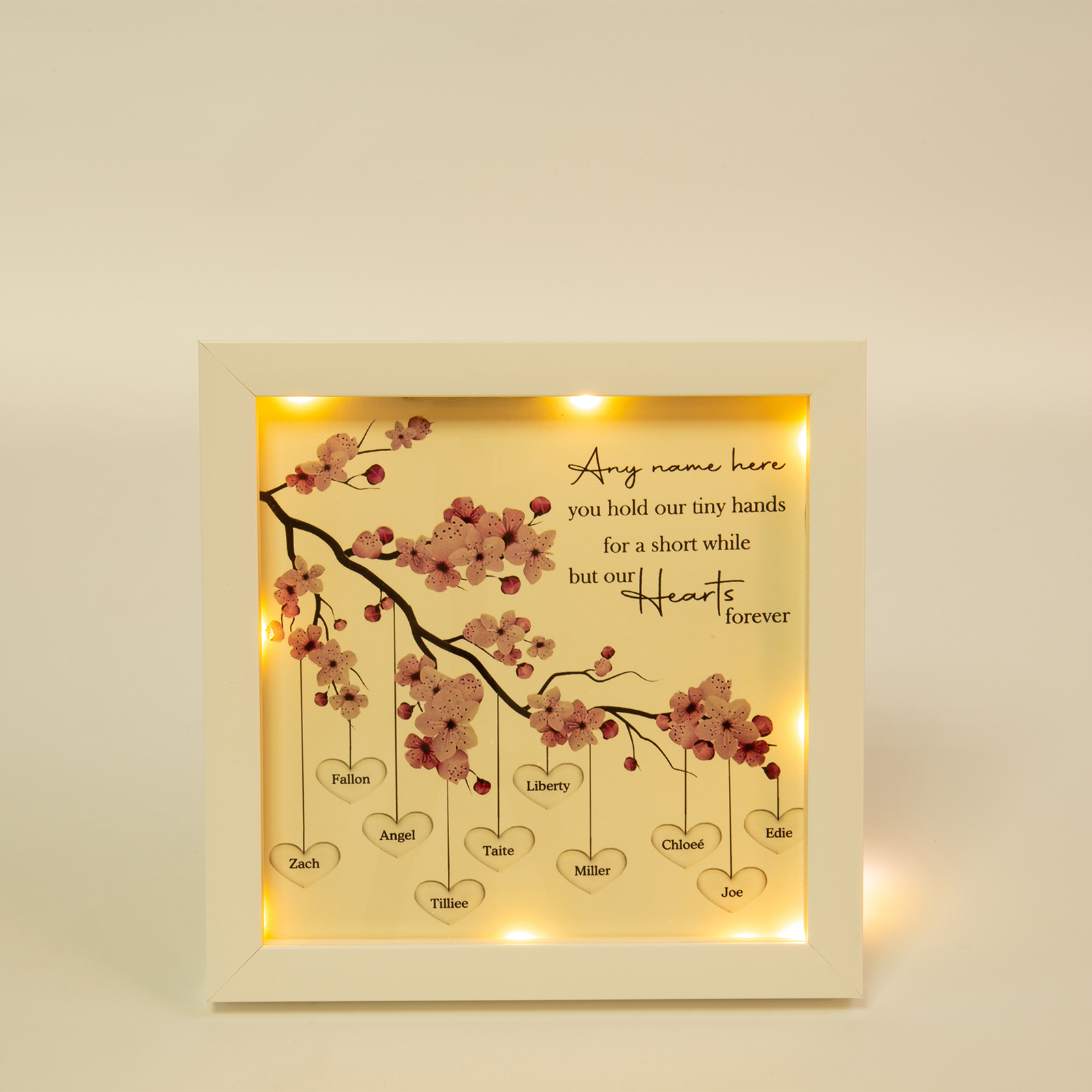 Personalised Flower Family Tree Frame Custom 10 Names LED Night Light-Jessemade AU