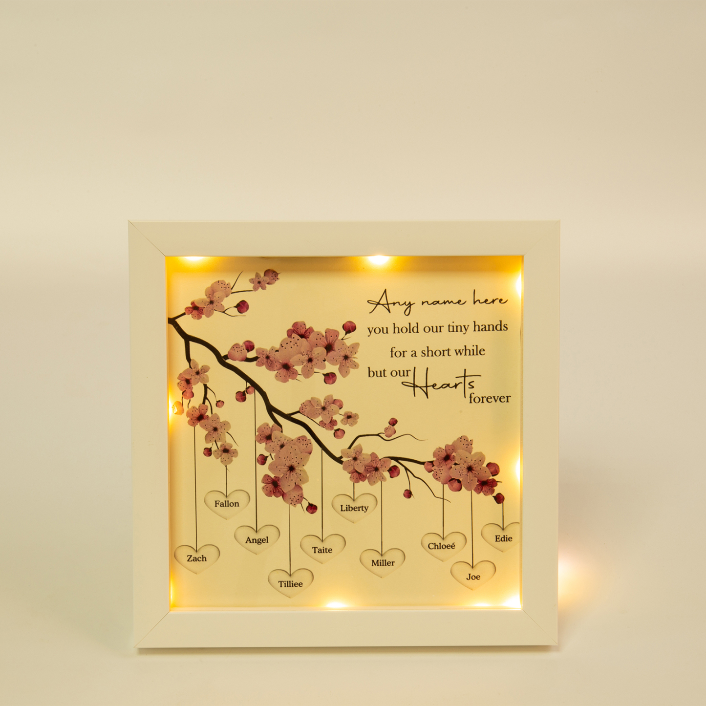 Personalised Flower Family Tree Frame Custom 5 Names LED Night Light-Jessemade AU