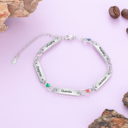 Custom Infinity Bracelet with Birthstones Engraved 5 Names Gifts for Her-Jessemade AU