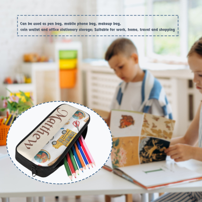 Personalised  Name Pencil Case School Bus Pen Bag Zipper Back to School Gifts for Student-Jessemade AU