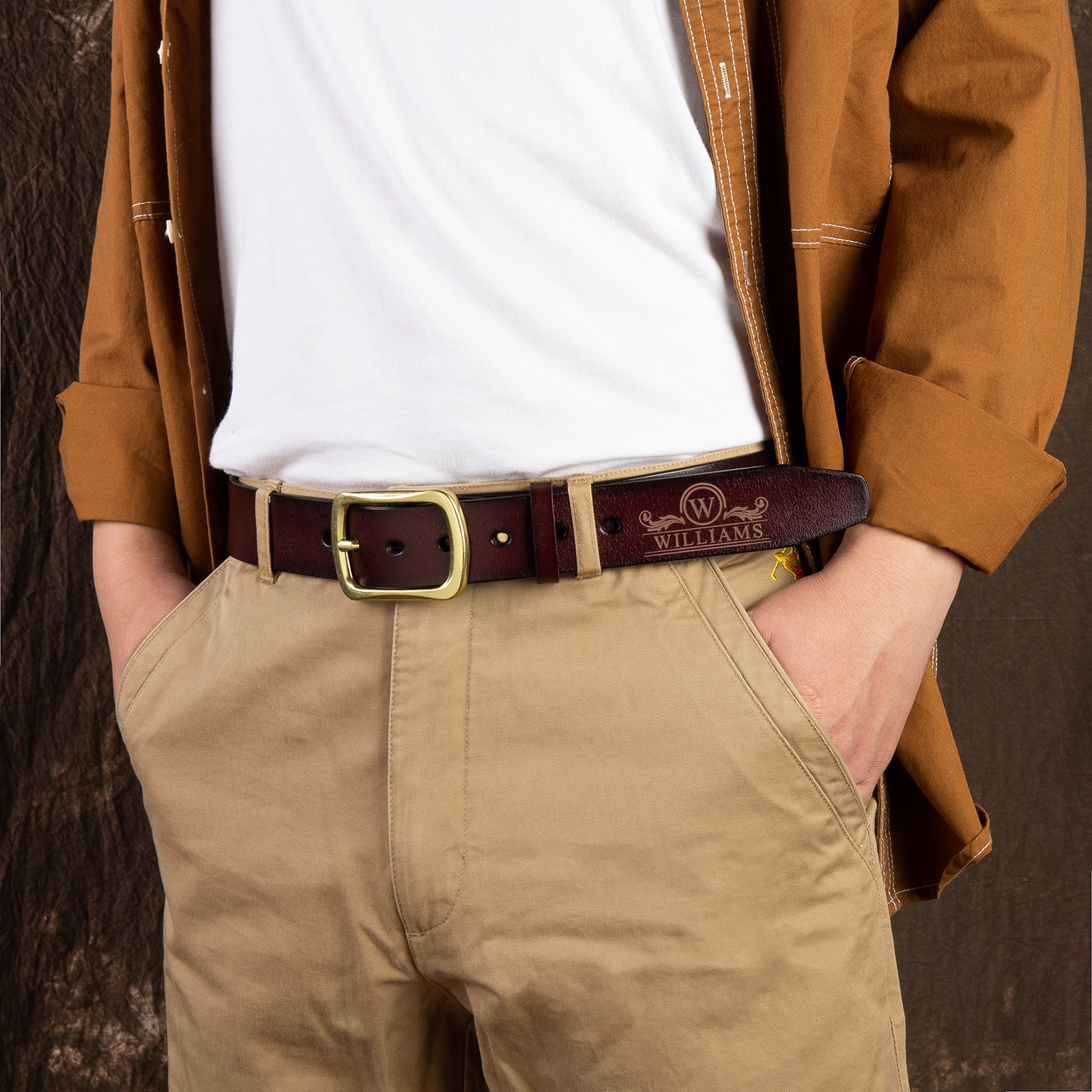 Customised Genuine Leather Belt Engraved Names Men's Belt for Him-Jessemade AU