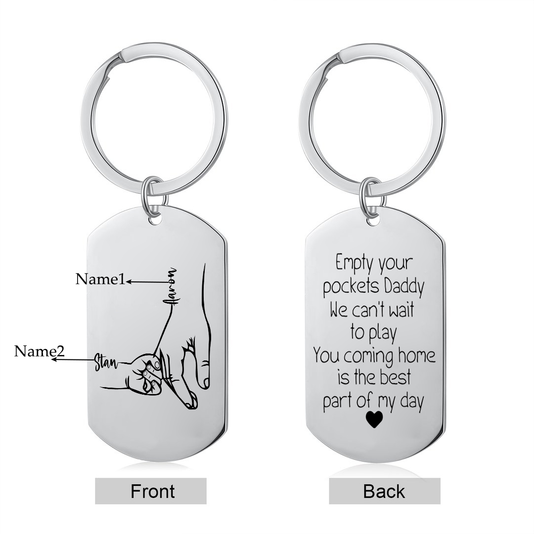 Personalised 2 Names Holding Hands Keychain Gifts for Daddy - You Coming Home Is The Best Part Of My Day-Jessemade AU