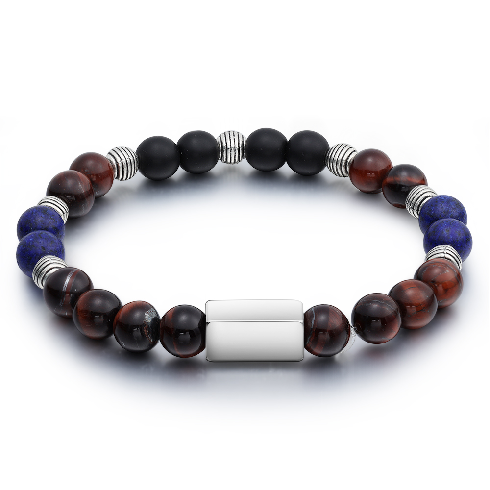 Personalised Round Beads Bracelet Custom Names Men's Bracelet Gifts For Him-Jessemade AU