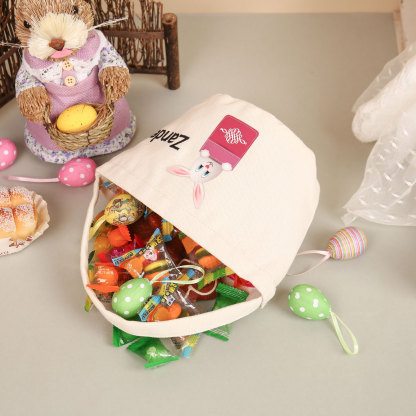 Personalised Bunny Tote Bag Custom Name Bunny Basket Bucket Bag Easter Gift for Him/Her-Jessemade AU