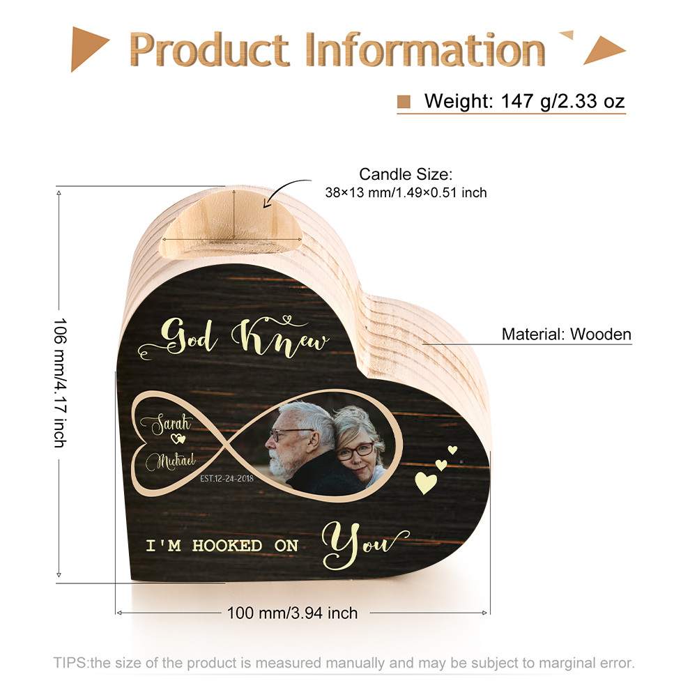 Customised Infinity Love Couple Heart Candle Holder Engrave Photo Candlesticks Valentines Gift-Jessemade AU