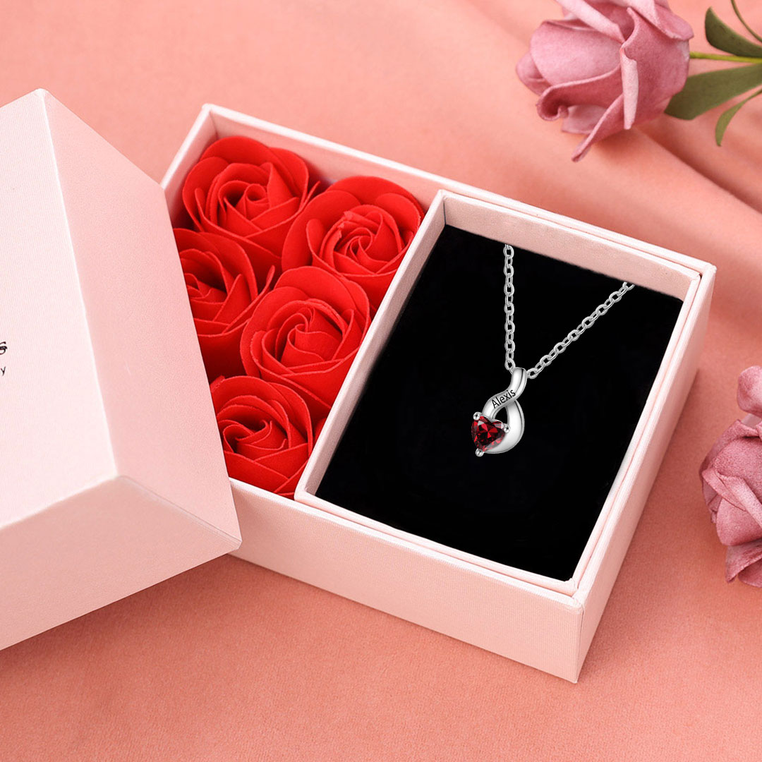 1 Name - Personalised Pendant Necklace Customised Names & Birthstones Necklace Birthday Gift for Women Girls-Jessemade AU