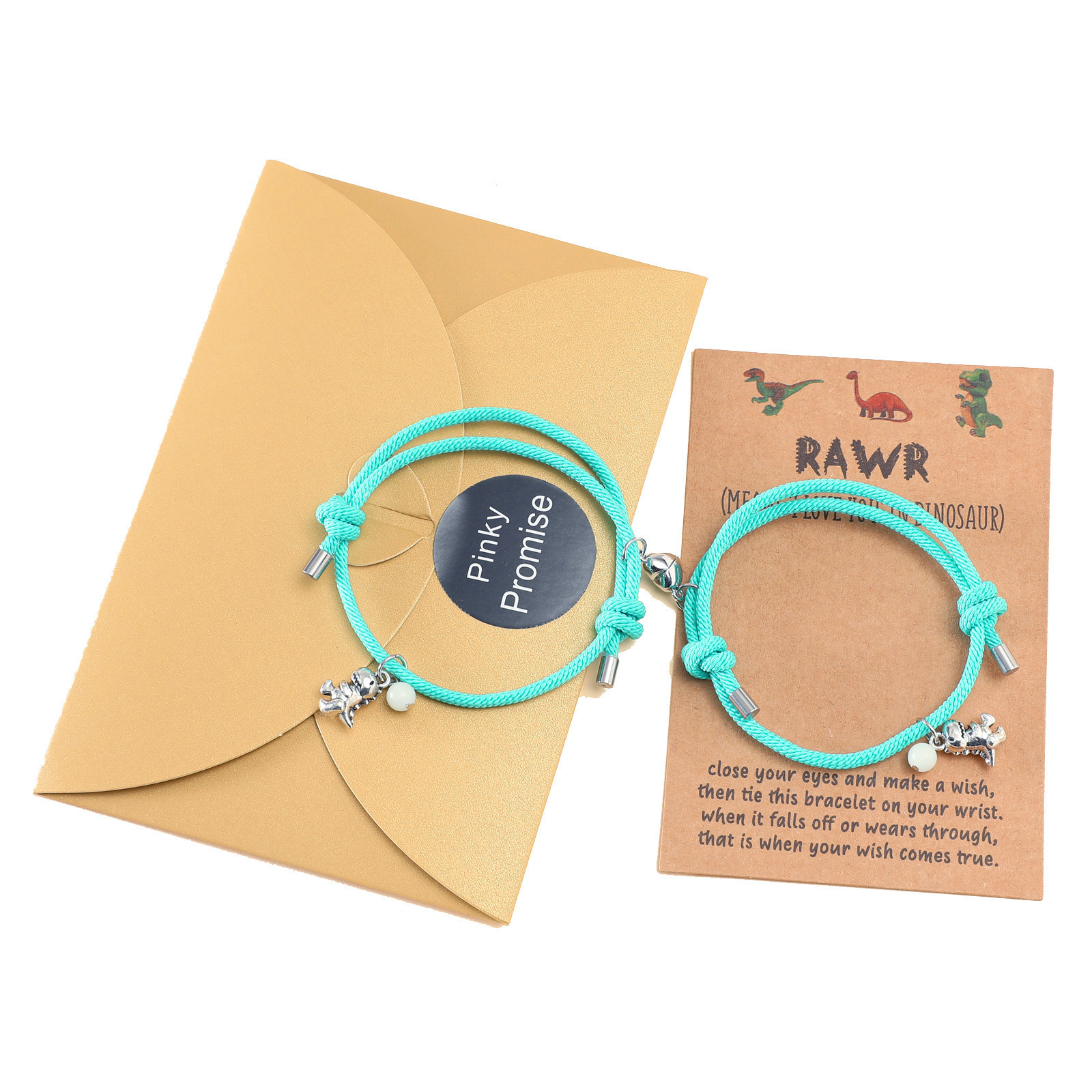 Two Souls One Heart Bracelet With Dinosaur Pendant Magnetic Bracelet Set-Jessemade AU