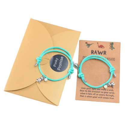 Two Souls One Heart Bracelet With Dinosaur Pendant Magnetic Bracelet Set-Jessemade AU