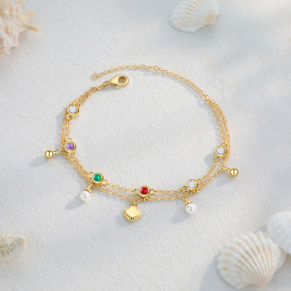 Personalised Women's Bracelet Custom 3 Birthstones Bracelet Gold Adjustable Bracelet Birthday Gift for Her-Jessemade AU