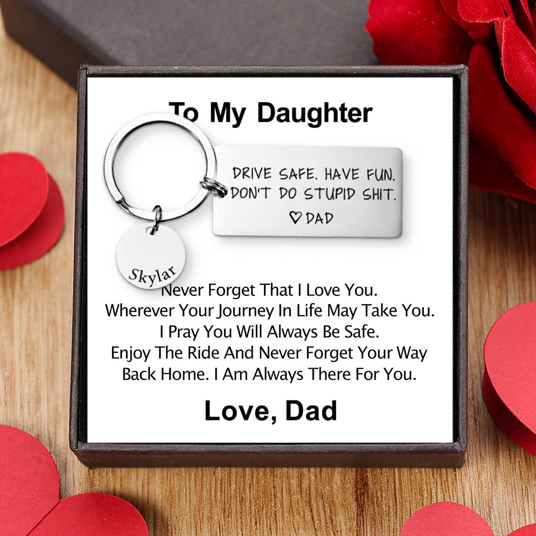 Don't Do Stupid Funny Keychain Custom Name Keyring Drive Safe Have Fun Keychain Gift For Son/Daughter-Jessemade AU