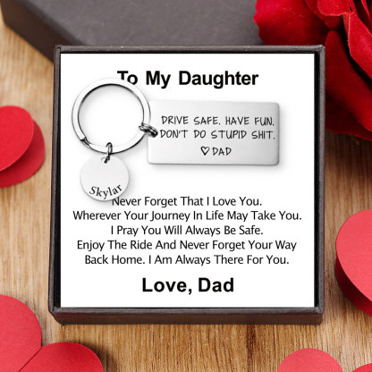 Don't Do Stupid Funny Keychain Custom Name Keyring Drive Safe Have Fun Keychain Gift For Son/Daughter-Jessemade AU