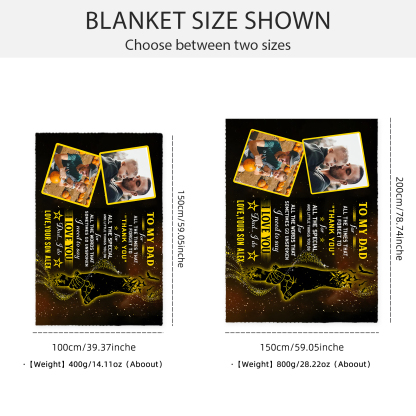 Personalized Fleece Blanket Custom 2 Photos and 1 Name Father's Day Gift for Dad-Jessemade AU