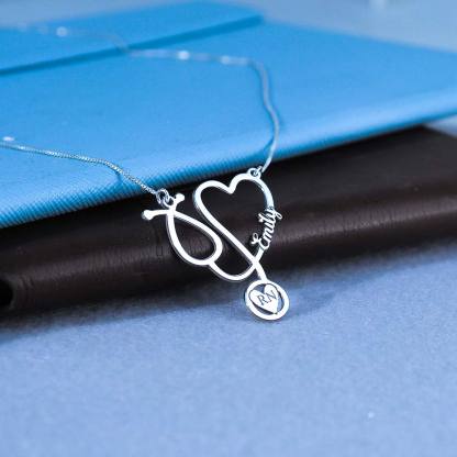 To My Nurse Lover-Personalised Heart Charm Necklace Custom 1 Name Necklace For Her-Jessemade AU