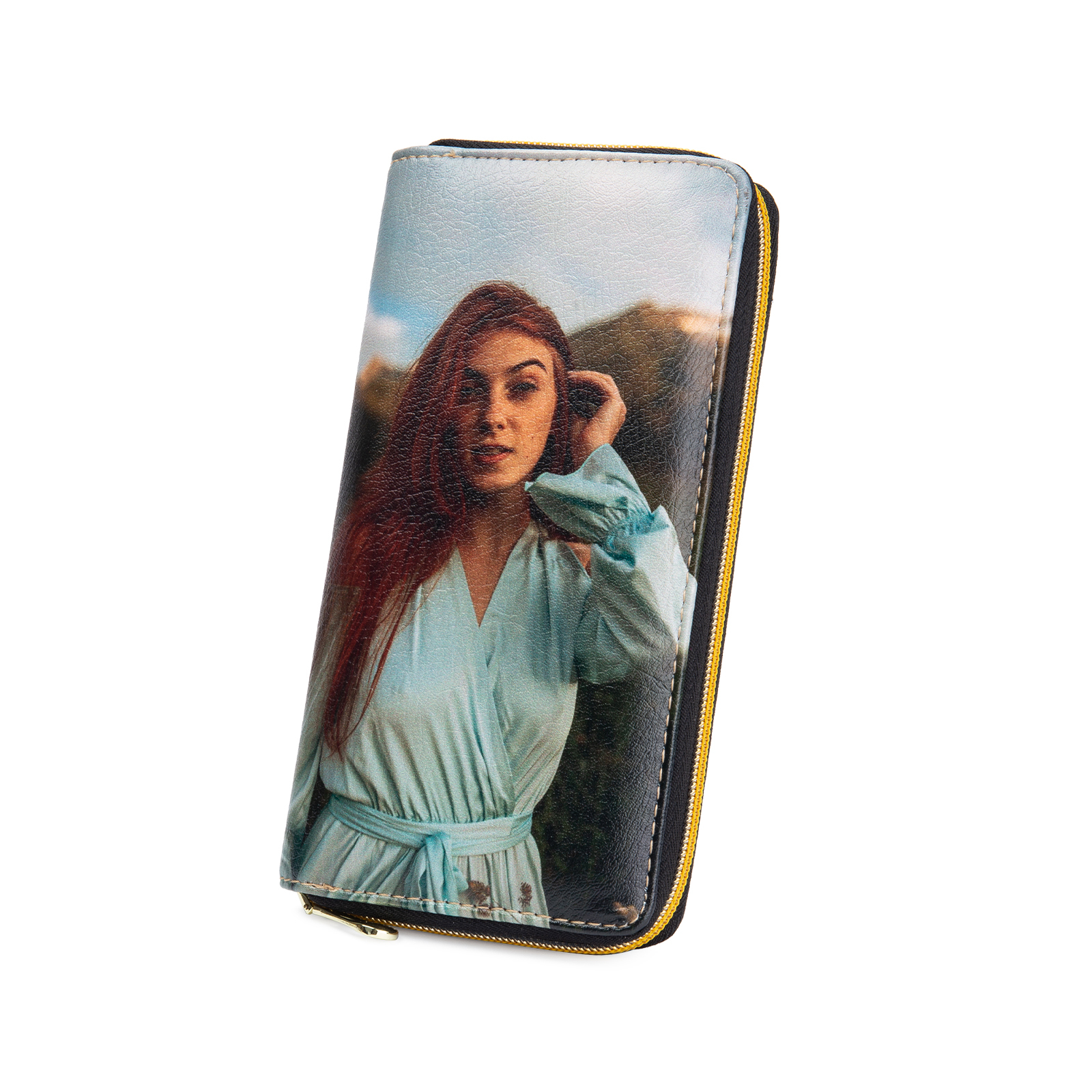 "You Are My Sunshine", Personalised Horse Leather Wallet Engraved 1 Photo Zip Wallet Long Purse Gifts for Her-Jessemade AU