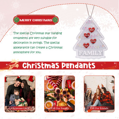 4 Names - Personalised Acrylic Christmas Ornaments Customised Text & Name Xmas Pendant Gifts for Family Friends-Jessemade AU