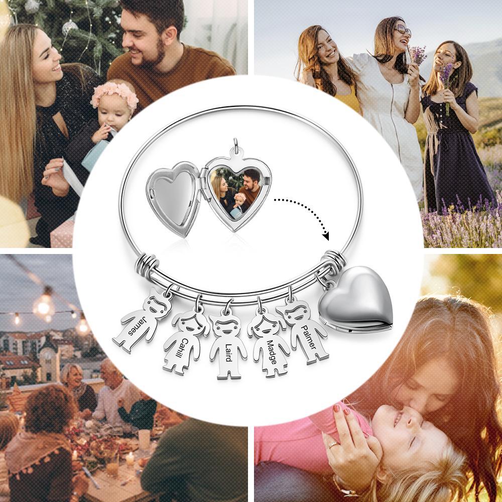 Personalised Heart Photo Locket Bracelet Custom Photo Bracelet Gifts For Mother-Jessemade AU