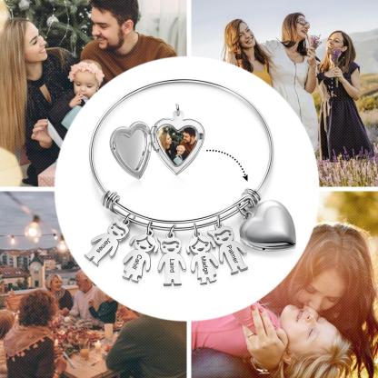 Personalised Heart Photo Locket Bracelet Custom Photo Bracelet Gifts For Mother-Jessemade AU