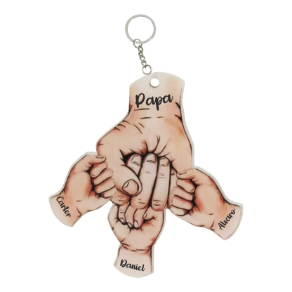 Personalised Fist Bump Keychain Engrave 4 Names Acrylic Keyring Father's Day Gifts-Jessemade AU