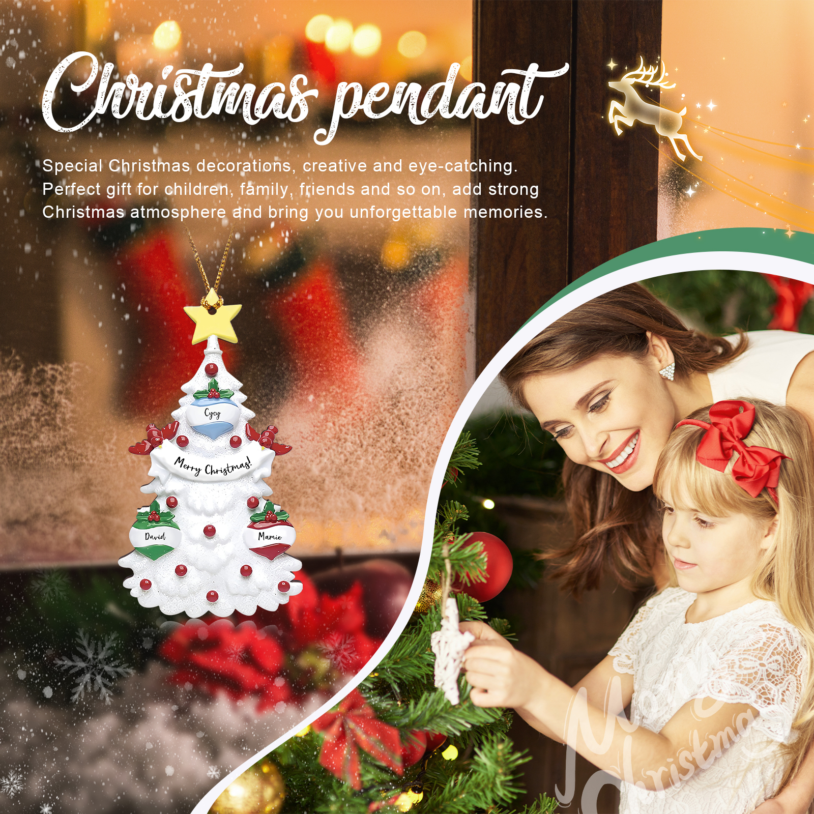 3 Names - Personalised Christmas Tree Ornament Customised Name & Text Wooden Hanging Ornaments Christmas Gift for Family-Jessemade AU