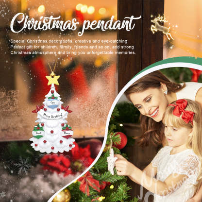 3 Names - Personalised Christmas Tree Ornament Customised Name & Text Wooden Hanging Ornaments Christmas Gift for Family-Jessemade AU