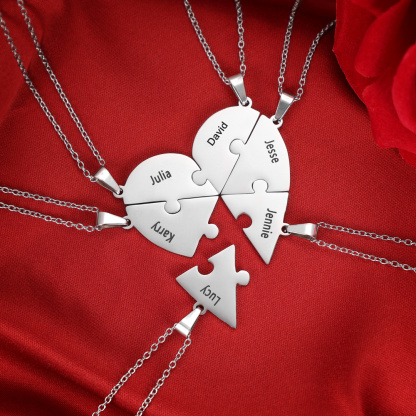 Personalised Heart Puzzle Necklace With 2 Names Gifts For Her-Jessemade AU