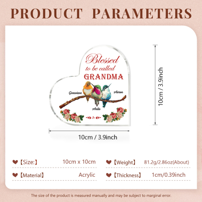 Acrylic Heart Keepsake Custom 4 Names Birds Decor Personalised Gifts for Grandma Mum-Jessemade AU