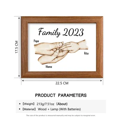 Personalised Family Holding Hands Picture Frames With Light Custom 3 Names Home Decor Gifts-Jessemade AU