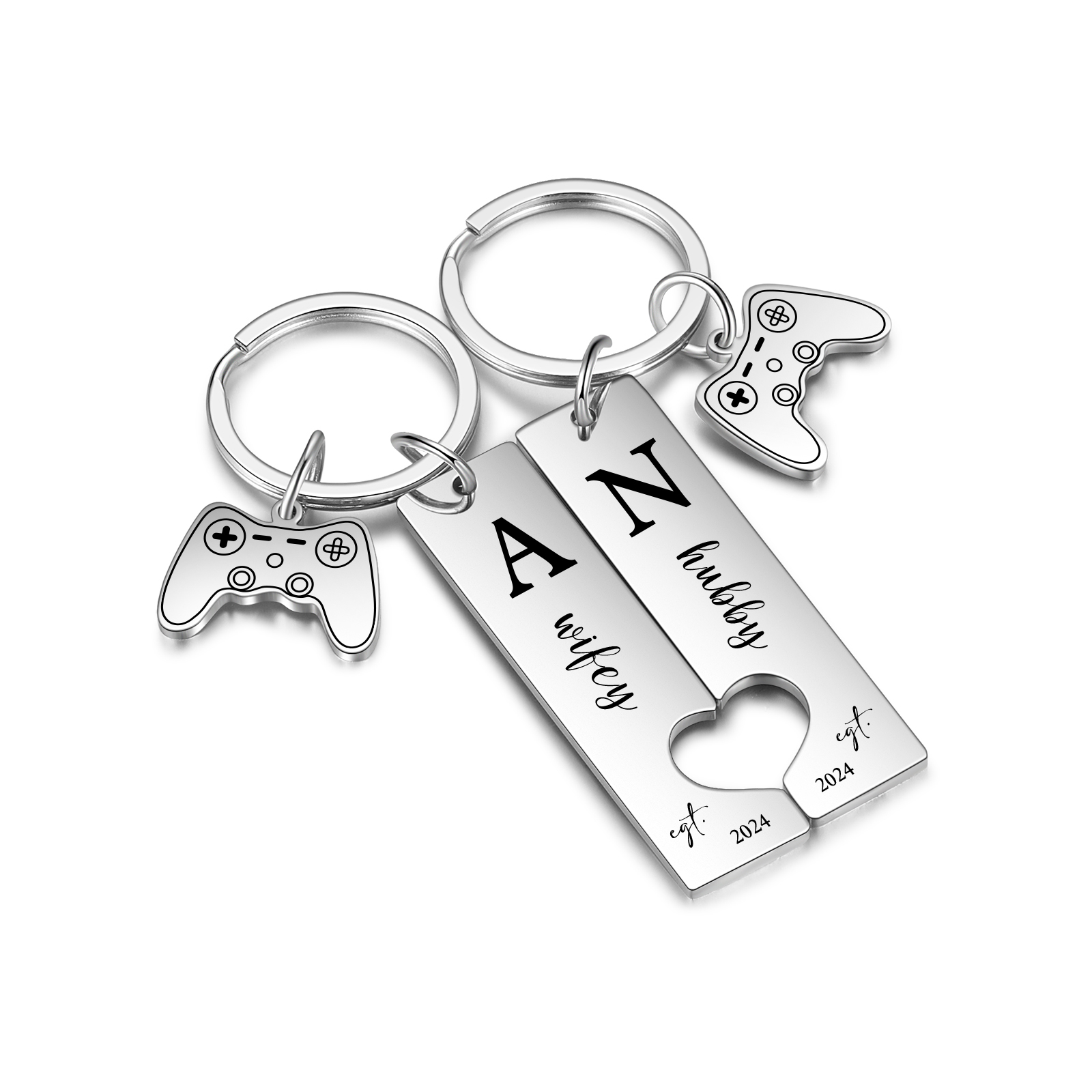 Personalised Couple Keychain Custom 2 Names &  2 Letters & Year Keyring Game Console Valentine's Day Gift for Him/Her-Jessemade AU