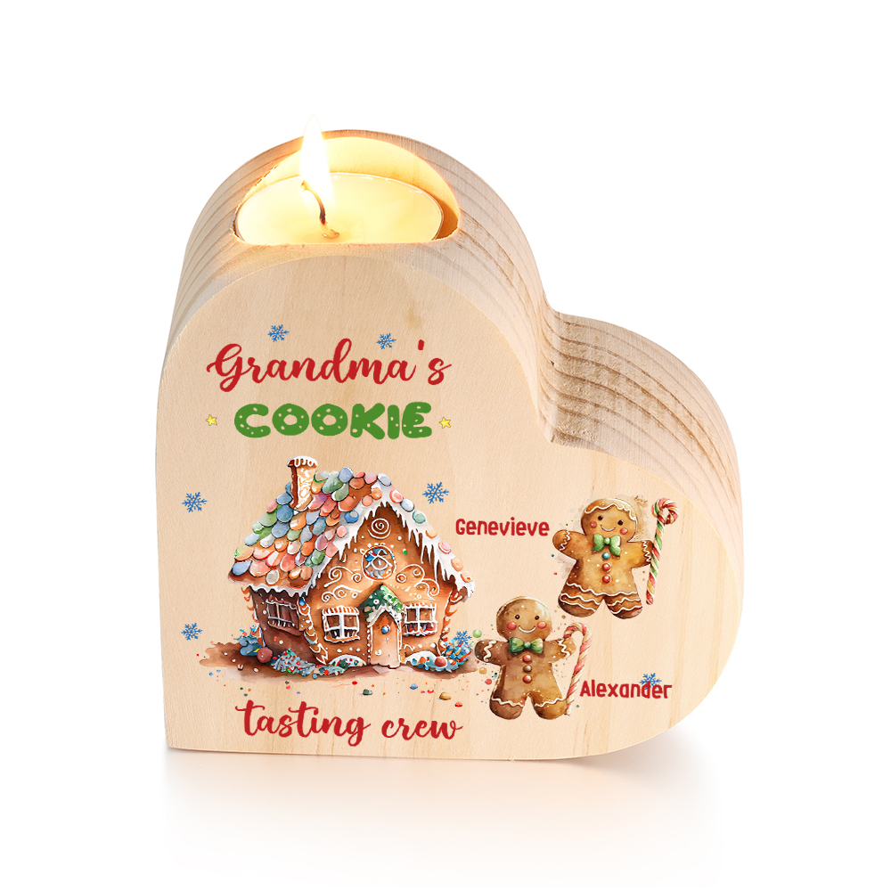 Heart-Shaped Christmas Candle Holder Engraved 3 Names Cookie Candlesticks Personalised Gift for Mum Grandma-Jessemade AU