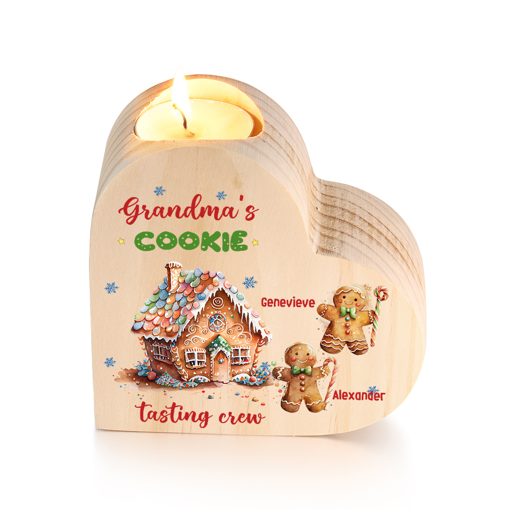 Heart-Shaped Christmas Candle Holder Engraved 3 Names Cookie Candlesticks Personalised Gift for Mum Grandma-Jessemade AU