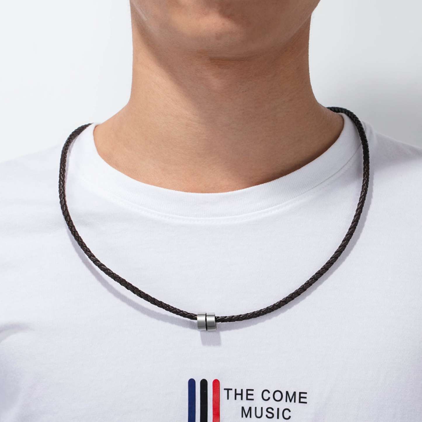 Leather Braided Bracelet Men Bracelets Personalised 3 Names 3 Beads Gift For Dad-Jessemade AU