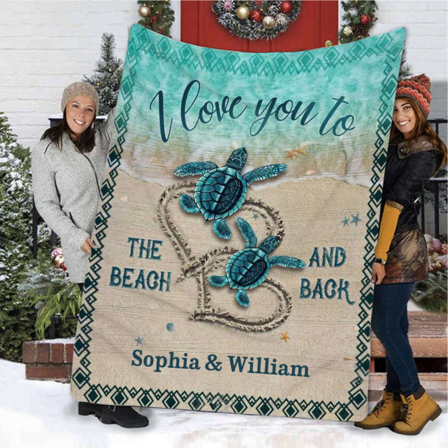 Personalised Couple Blanket Engrave Name Sweet Gift "I love you to the beach and back"-Jessemade AU