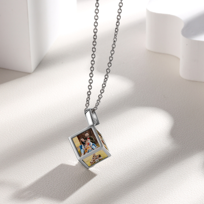 Family Photo Rubik's Cube Necklace Customised 6 Photos Necklace Gifts For Her-Jessemade AU