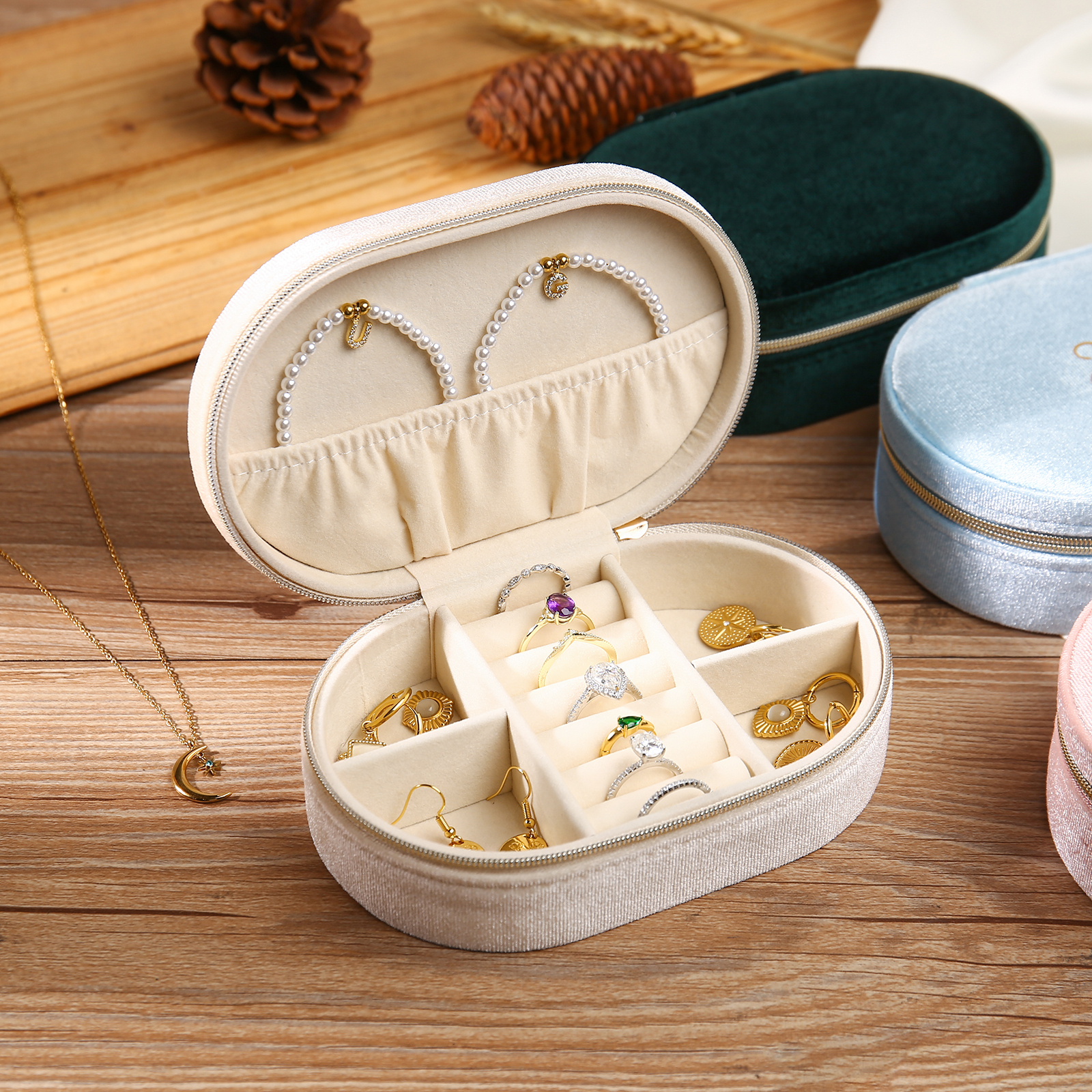 Personalised Name Jewelry Storage Box Zipper Custom Travel Jewelry Box Gifts for Ladies Girls-Jessemade AU