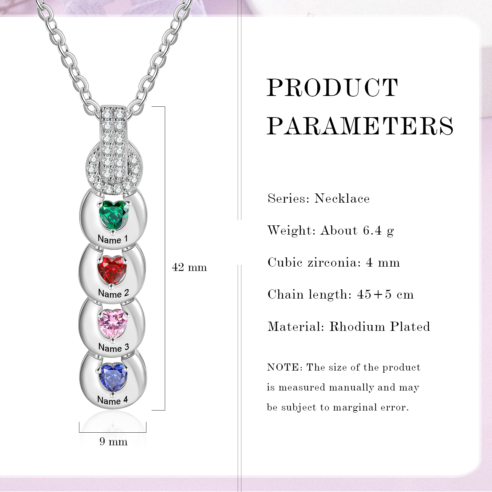 Custom Family Necklace Cascading Pendant with 4 Birthstones Engraving 4 Names Gifts for Her-Jessemade AU
